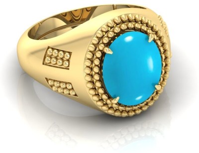 TODANI JEMS 7.25 Ratti Firoja Gemstone Adjustable Ring With Lab CertificateFC Crystal Turquoise Rhodium Plated Ring