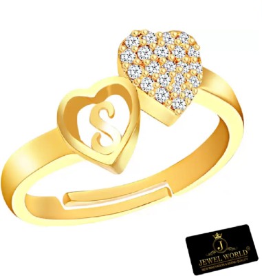 Jewel WORLD S name letter alphabet Stylish Gold-plated ring for girls & women Alloy Cubic Zirconia Gold Plated Ring