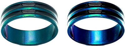 Dynamic Retail Global Set of 2 Rings for Men & Women, Green-Blue Alloy Ring