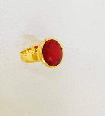 Sidhi shree Natural 14.25 Ratti Manik Ruby Gem Stone With Leb Certificate Stone Ruby Brass Plated Ring