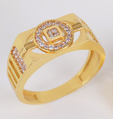 GORASH CREATION Brass Cubic Zirconia Gold Plated Ring