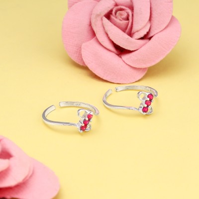 GIVA Sterling Silver Blushing Gem Slim Toe Rings For Womens and Girls Sterling Silver Zircon Rhodium Plated Toe Ring