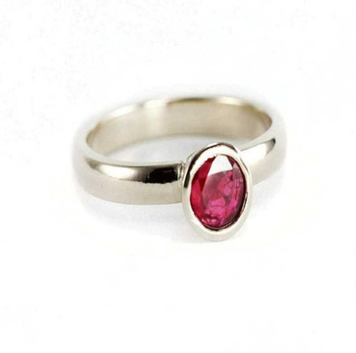 Gemzonite Manik Ring Natural Stone Ruby unheated & Untreated stone for Men & Women Brass Ruby Silver Plated Ring