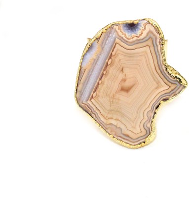 G-Vogue G-Vogue Designer Jewelry Natural Agate Geode Durzy Gold Electroplated Brass Quartz Gold Plated Ring