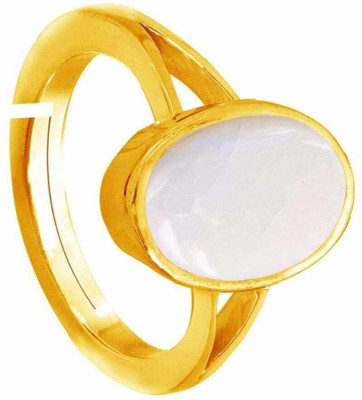 Gemzonite 6.50 ratti Opal Stone Ring With Natural & Effective Opal Stone Alloy Opal Gold Plated Ring
