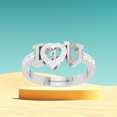 Kanak Jewels Kanak Jewels ILU J Letter Rings Silver Gold Adjustable Valentine Latest American Diamond Freesize Adjustable Fancy Ring Love Heart Initial Alphabet Rings for Girls Couple Girlfriend Women Ring Finger ring Brass Cubic Zirconia Silver Plated Ring