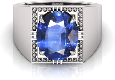 TODANI JEMS 9.25 Ratti Neelam Gemstone Adjustable Ring With Lab CertificateFB Shell Sapphire Rhodium Plated Ring