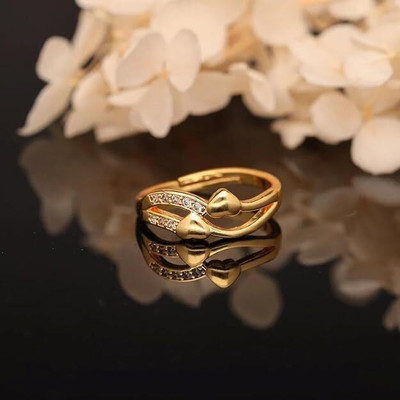 Divastri 1 Adjustable ring Alloy Diamond Gold Plated Ring