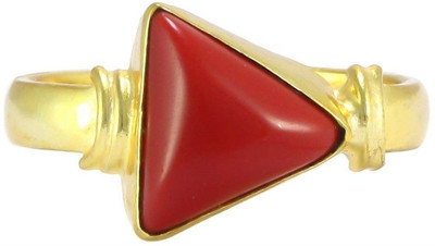 Jewelswonder 11.25 Ratti 10.00 Carat natural coral moonga silver plated adjustable Brass Coral Gold Plated Ring