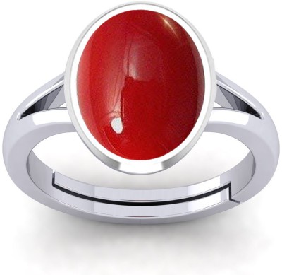 MARATNA 9.25 Ratti Created Moonga Original Certified Adjustable Ring for Men & Women Metal Coral Ring