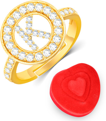 MEENAZ Alloy, Metal, Copper, Crystal, Stone Crystal, Zircon, Cubic Zirconia, Diamond Gold Plated Ring Set