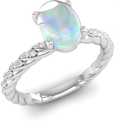 Bluejwel Sterling Silver Cubic Zirconia, Opal Sterling Silver Plated Ring