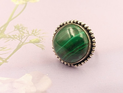 ShrimJewels Oxidised Malachite Statement Ring for Women and Girls Brass Malachite Copper Plated Ring