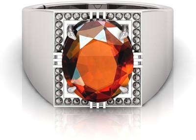 Pranjal Gems 9.25 Ratti Gomed Gemstone Adjustable Ring With Lab CertificateJO Stone Garnet Gold Plated Ring