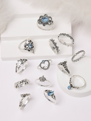 Scintillare by Sukkhi Alloy Rhodium Plated Ring