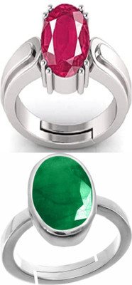 BHAIRAW GEMS Moonstone Stone Silver Adjustable Ring Stainless Steel Ring