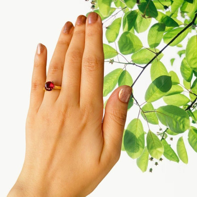 Gemzonite Panchdhatu Ruby Manik Stone Ring Ring For Men's / Women's Brass Ruby Gold Plated Ring