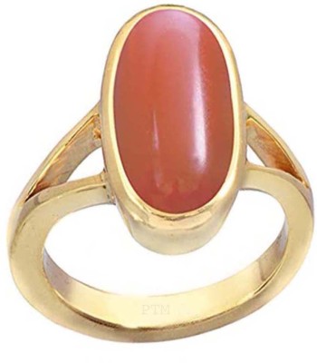 PTM Coral (Munga) Gemstone 7.25 Ratti or 6.5 Ct for Unisex Pure Copper (Tamba)-FKT3 Copper Coral Ring