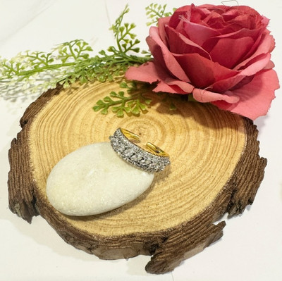 UWISH UW ROUND CZ RING Stainless Steel Cubic Zirconia Gold Plated Ring