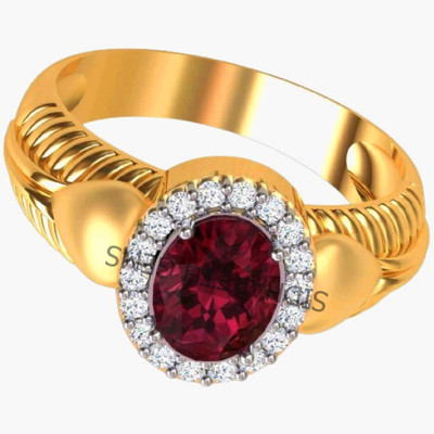 SIDHGEMS 11.25 Ratti 10.00 Carat Natural Ruby Stone Manik Ring Brass Ruby Gold Plated Ring