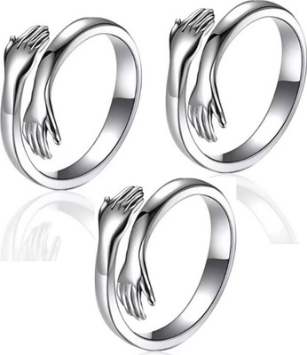 White Chimes Crystal Silver Alloy Hug Ring for men women boys girls Alloy Ring Set Alloy, Stainless Steel Cubic Zirconia Sterling Silver, Titanium Plated Ring Set