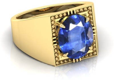 Pranjal Gems 7.25 Ratti Neelam Gemstone Adjustable Ring With Lab CertificateOJ Silver Sapphire Gold Plated Ring