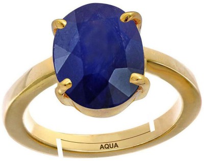 AQUAGEMS Blue Sapphire (Neelam) 6.25 Ratti or 5.5 Ct Panchdhatu (5 Metal) Men Adjustable Stone Ring