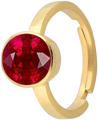 Gemzonite Ruby / Manik Ring with natural ruby gemstone certified ruby ston ring Brass Ruby Gold Plated Ring