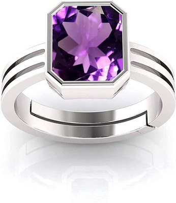 TODANI JEMS 9.25Ratti Certified Natural Green Peridot Gemstone Adjustable Ring/Anguthi Metal Amethyst Silver Plated Ring