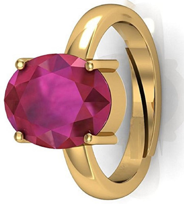 KUSHMIWAL GEMS 6.25 Ratti 5.00 Carat Quality Natural Burma Ruby Manik Brass Ruby Gold Plated Ring