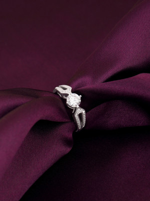 GIVA 925 Silver Zircon Elegant Loop Ring|Lifetime Plating|6 Month Warranty Sterling Silver Zircon Rhodium Plated Ring