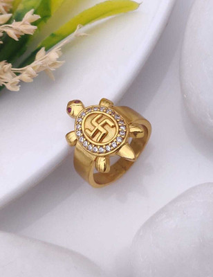 mahi creation Gold Plated Diamond Wedding,Partywear ring-126 Brass, Copper Diamond Gold Plated Ring