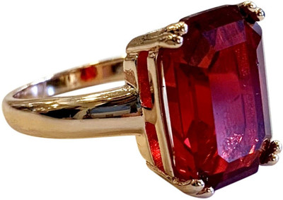 RATAN BAZAAR Natural Ruby Manik Gemstone Ring Best Quality Stone Astrology Stone Ring Copper Ruby Gold Plated Ring
