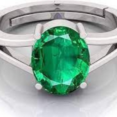 ZUTAKE 9.25 Ratti Natural Panna Emerald Gemstone Stone Ring Brass Crystal Ring