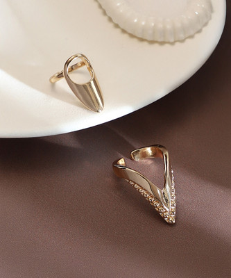 SOHI Women's The Piercer Nail Rings - California Gold (Set Of 2) Alloy Gold Plated Ring Set