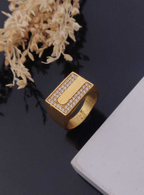 mahi creation Stylish and Fashionable Brass, Copper Diamond Gold Plated Ring