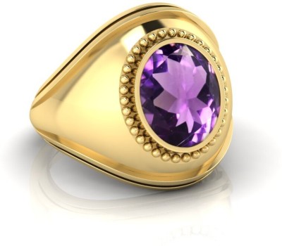 GenZcomplex 3 to 21 Ratti Amethyst Sapphire Stone Ring Brass Amethyst Gold Plated Ring