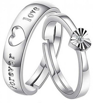 Viibesle Alloy Crystal Silver Plated Ring Set