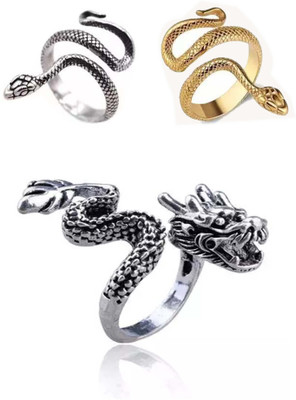 NICELIFE COLLECTIONS COMBO Vintage Reptile Serpent Gothic Cobra Snake/Sarp Thumb Finger Ring Stainless Steel Titanium Plated Ring