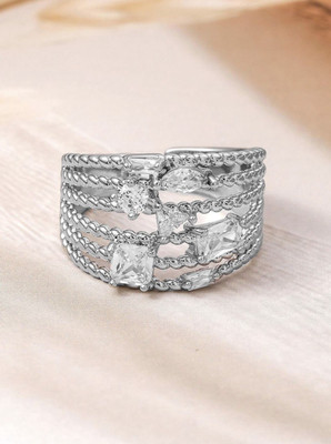 WINAORY RING JJ Alloy Diamond Chain Ring - Multi Finger