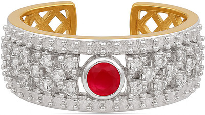 Radhika Creation Red Stone American Diamond accent Band Ring Alloy Ruby Gold Plated Ring