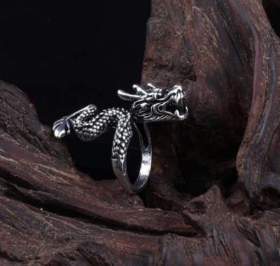 Sunshine Creations Unisex Funky Stylish Trending Dragon Ring For Biker/Men/Women Stainless Steel Silver Plated Ring