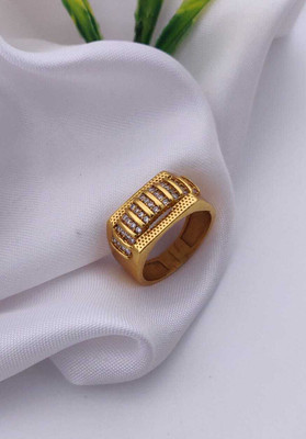 GKKAKADIYA Gold Plated Diamond Wedding,Partywear ring-52 Brass Diamond Gold Plated Ring