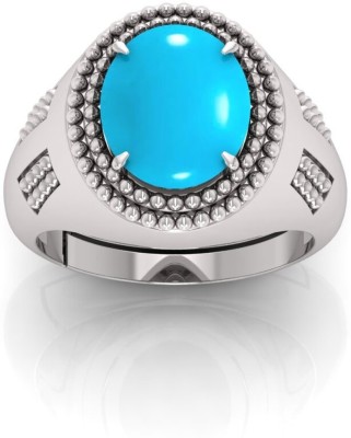 TODANI JEMS 12.25 Ratti Firoja Gemstone Adjustable Ring With Lab CertificateFD Crystal Turquoise Sterling Silver Plated Ring