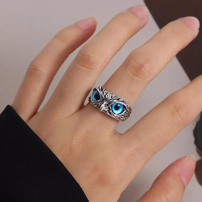Deevora Owl Ring for Men and Women Stainless Steel Gold Plated Ring