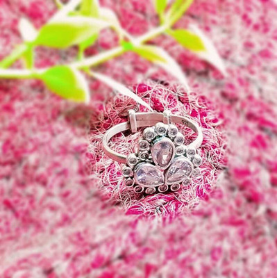 jsaj HEART SHAPE RING WITH CUBIC ZIRCONIA STONE Sterling Silver Ruby Silver Plated Ring