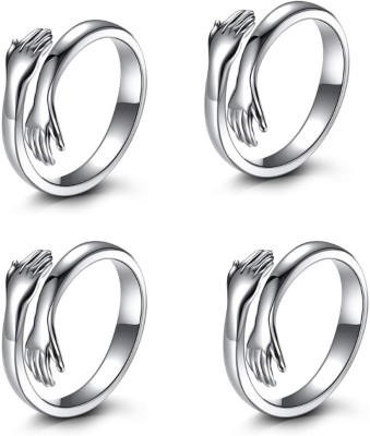 ESPERANZA ENTERPRISES Crystal Silver Alloy HUG Ring & Black Arrow Bracleat for men women boys girls Alloy, Stainless Steel Cubic Zirconia Sterling Silver, Titanium Plated Ring Set
