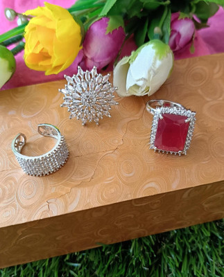 PRJ Alloy Silver Plated Ring Set