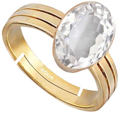 AQUAGEMS Natural White Topaz 7.25 Ratti or 6.5 Ct Gemstone For Men Five Metal Adjustable Alloy Ring