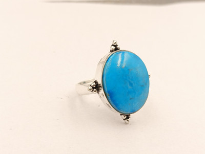ShrimJewels Oxidised Turquoise Statement Ring for Women and Girls Brass Turquoise Copper Plated Ring
